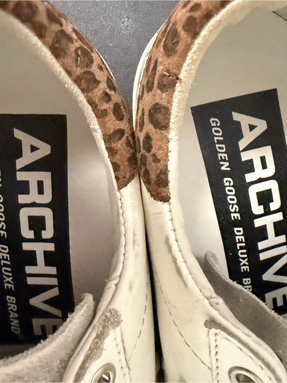 Golden Goose Women's Archive Size 36 White Leather Leopard Details Worn Lightly - Picture 9 of 14